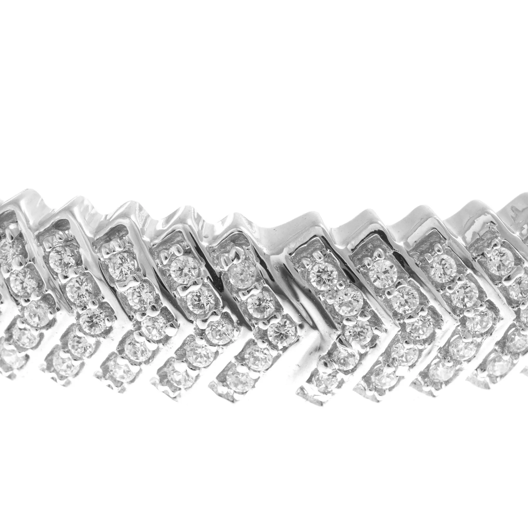 18ct White Gold Bangle with Cubic Zirconia Stones (28.9g) (B-1472)