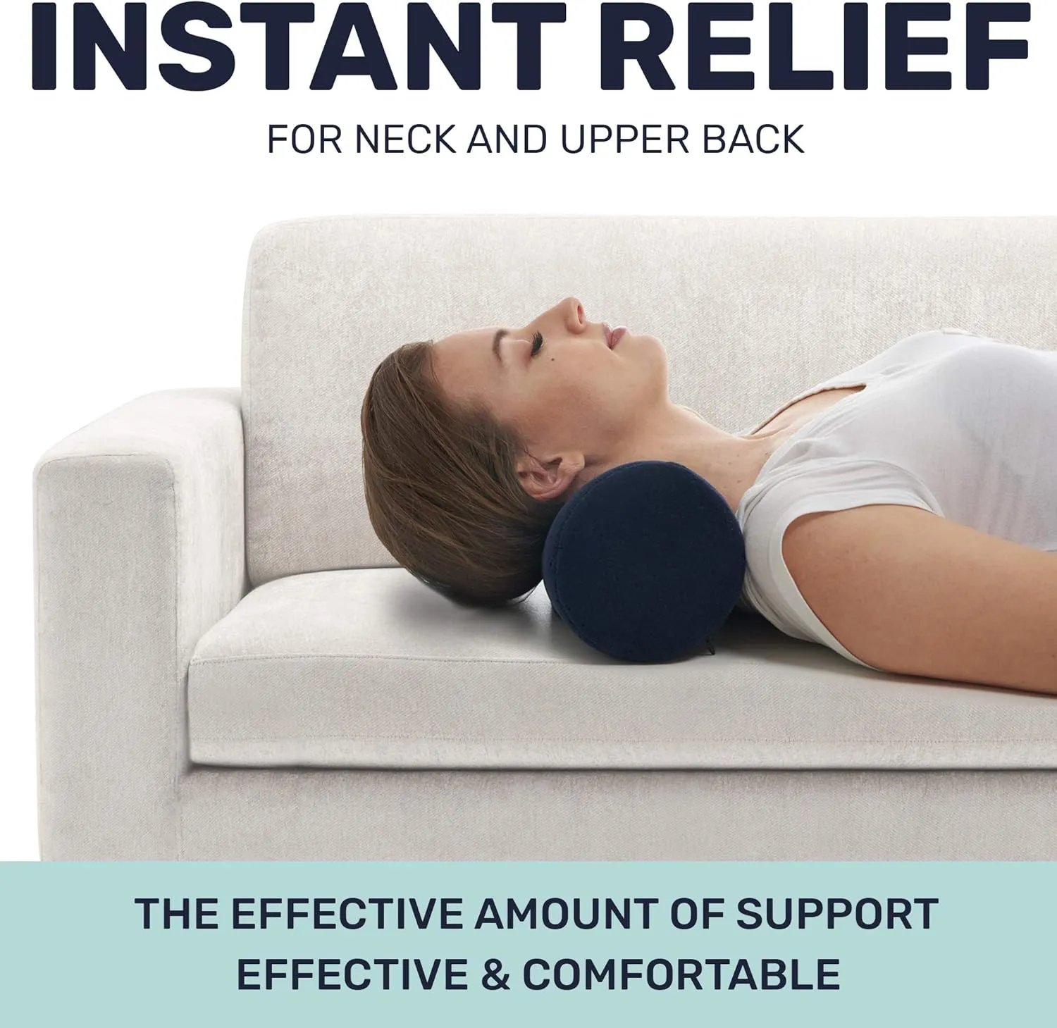 AllSett Health Round Cervical Roll Cylinder Bolster Pillow with Removable Washable Cover, Ergonomically Designed for Head, Neck, Back, and Legs || Ideal for Spine and Neck Support, Navy
