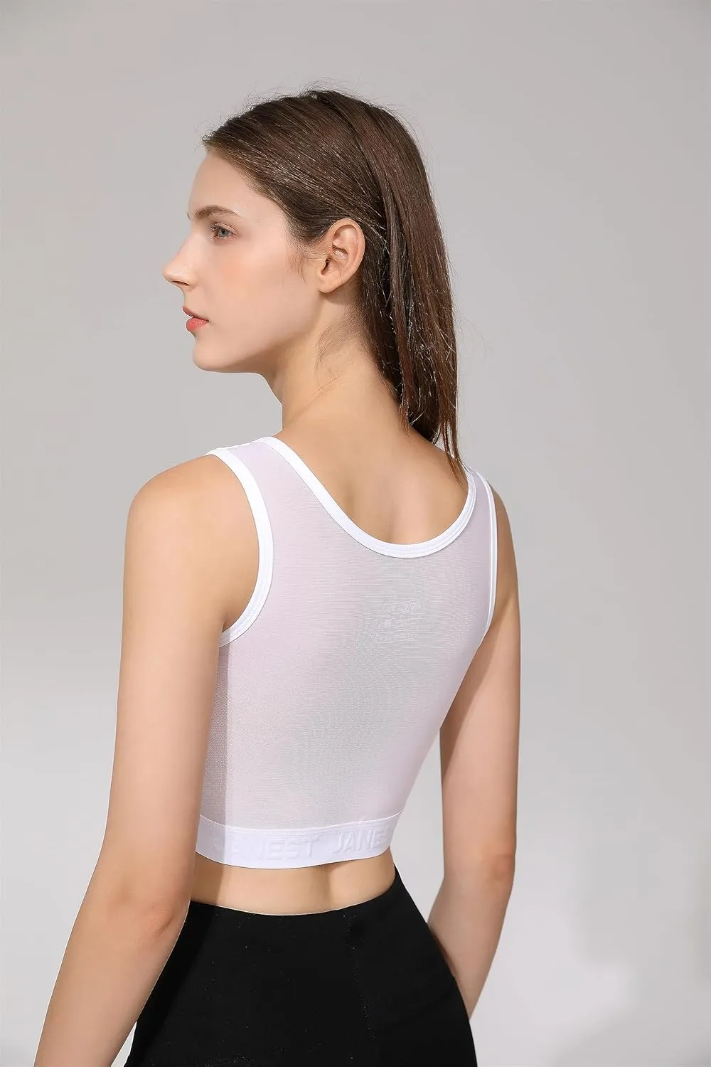 BaronHong Compression Bra,Pullover Chest Binder Alternative,Wireless Full Coverage Medium Support Top,Athletic Sports Bra