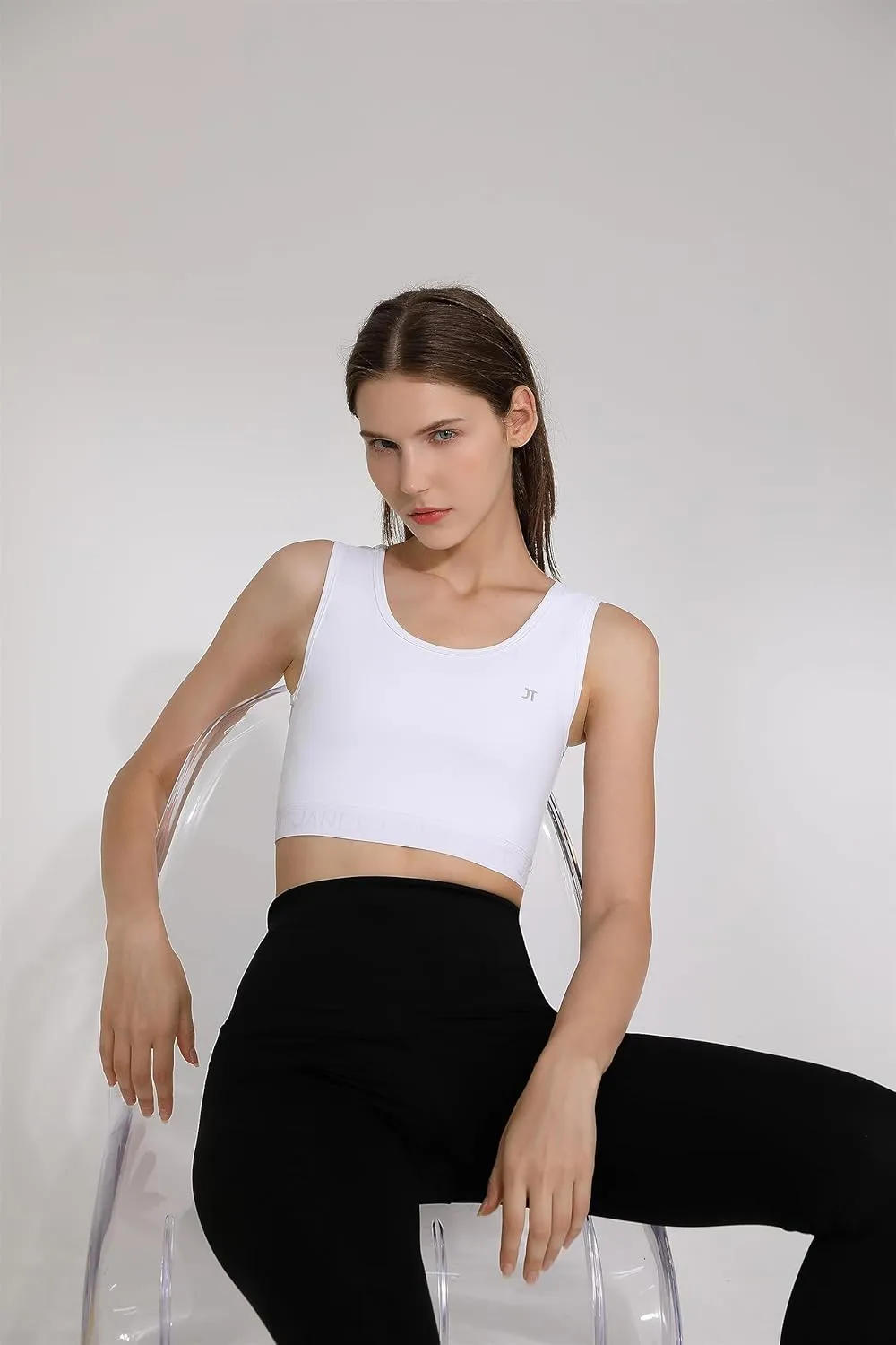 BaronHong Compression Bra,Pullover Chest Binder Alternative,Wireless Full Coverage Medium Support Top,Athletic Sports Bra
