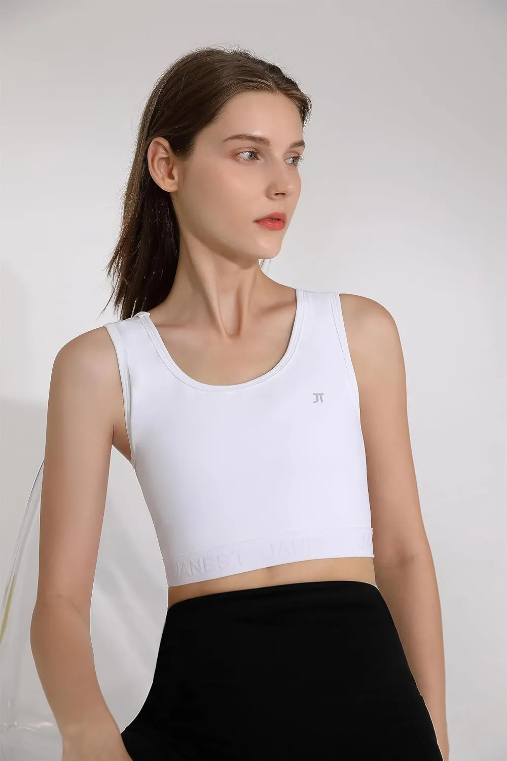 BaronHong Compression Bra,Pullover Chest Binder Alternative,Wireless Full Coverage Medium Support Top,Athletic Sports Bra