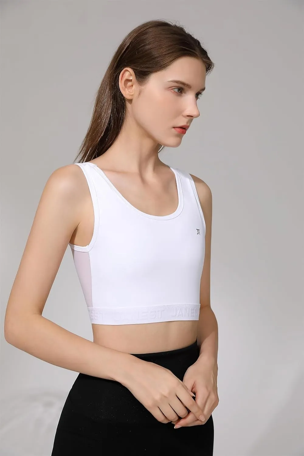 BaronHong Compression Bra,Pullover Chest Binder Alternative,Wireless Full Coverage Medium Support Top,Athletic Sports Bra