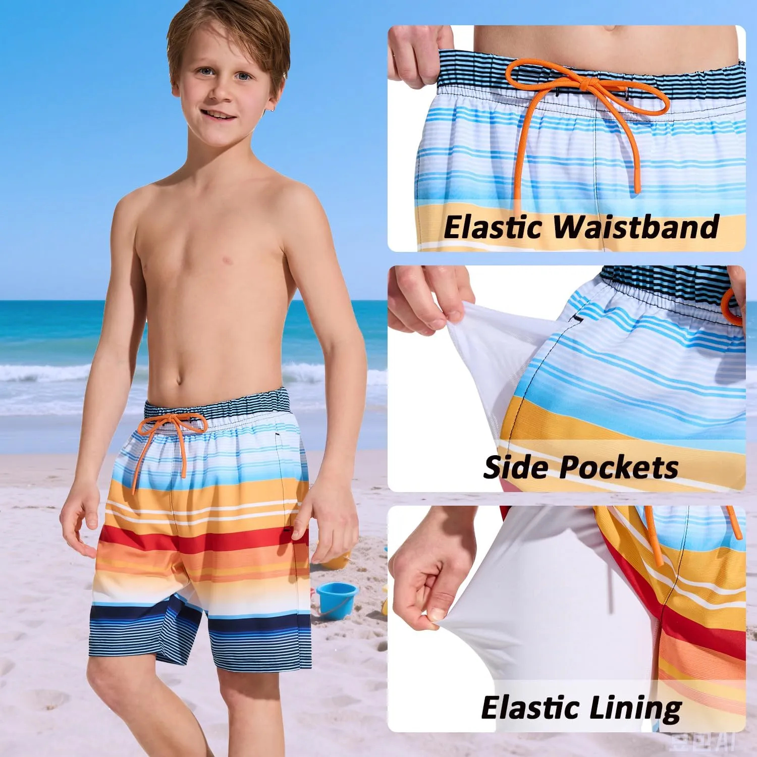 Boys Swim Trunks Toddler Swim Shorts Quick Dry Comfort Bathing Suit Sun Protection Swimwear with Pockets 2-16 Years