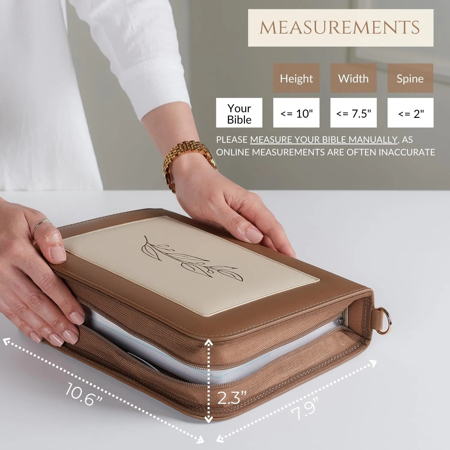Brown Large Bible Cover Case for Women Leather, Bible Cases for Woman, Large PU Leather Bible Covers for Women w/Shoulder Strap, Zipper Closure, Ideal for Christian Art Gifts Bible Cover
