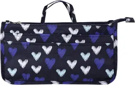 BTSKY Printing Handbag Organizers Inside Purse Insert - High Capacity 13 Pockets Bag Tote Organizer with Handle (Blue Heart)