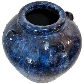 Ceramic Planter – Sophisticated Blue & Brown Design for Indoor & Outdoor Elegance