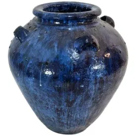 Ceramic Planter – Sophisticated Blue & Brown Design for Indoor & Outdoor Elegance