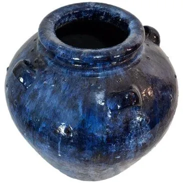 Ceramic Planter – Sophisticated Blue & Brown Design for Indoor & Outdoor Elegance