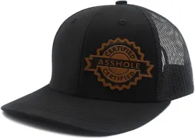Certified Asshole Leather Patch Hat Adjustable Baseball Caps Trucker Hats Unisex Hats for Women Men