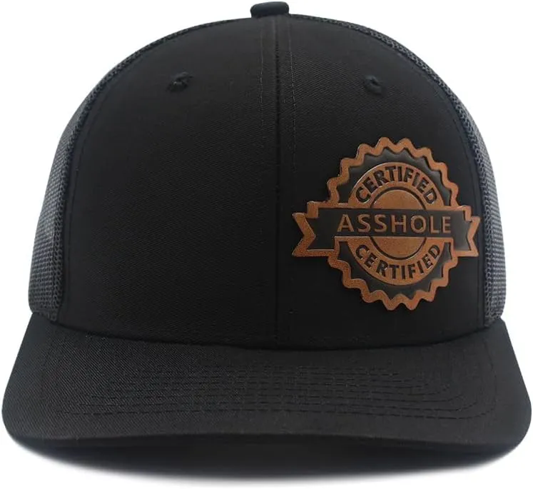 Certified Asshole Leather Patch Hat Adjustable Baseball Caps Trucker Hats Unisex Hats for Women Men