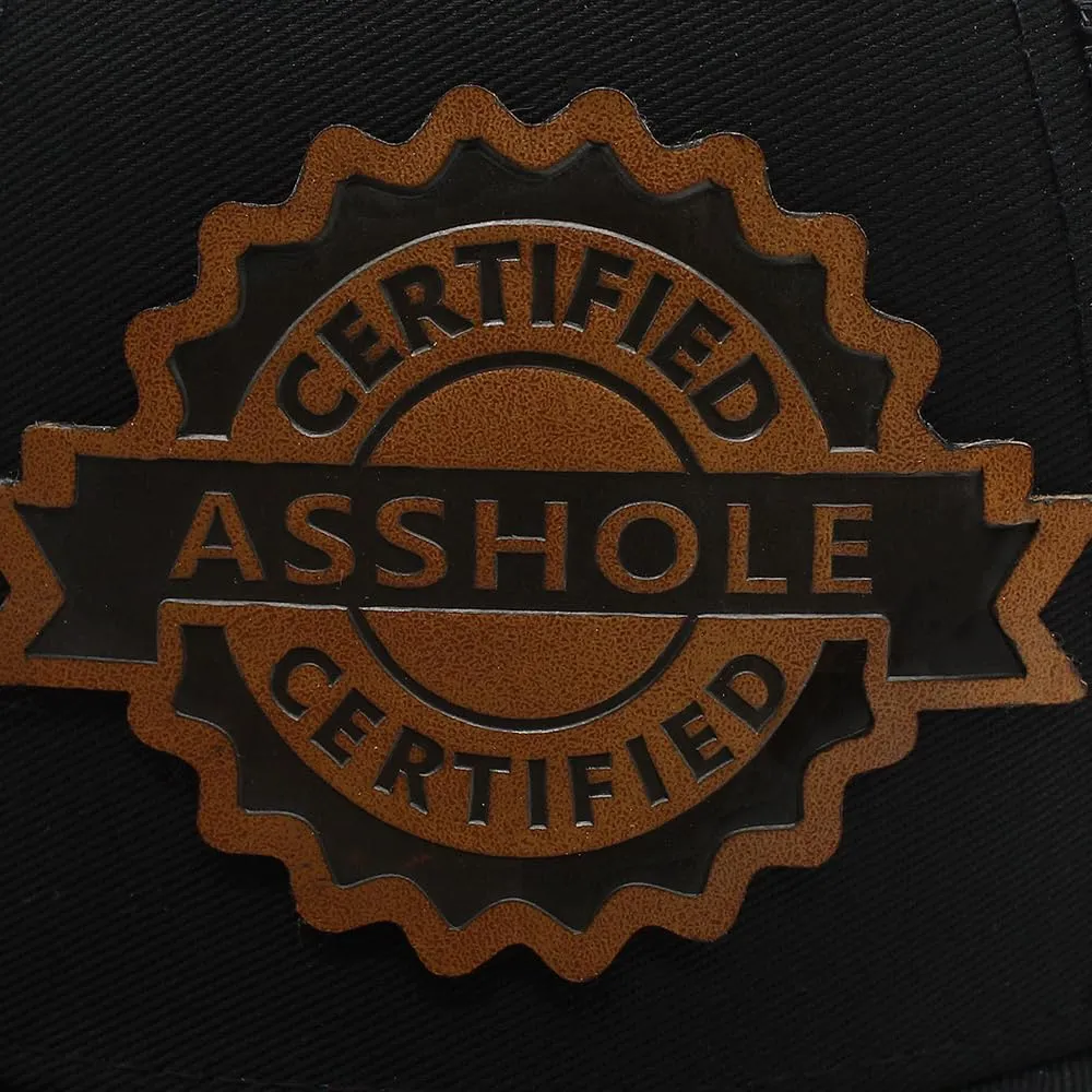 Certified Asshole Leather Patch Hat Adjustable Baseball Caps Trucker Hats Unisex Hats for Women Men