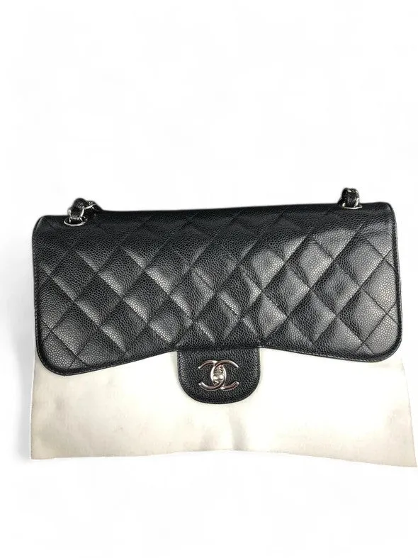 Chanel Timeless Classic Jumbo Black Caviar Silver-tone Hardware