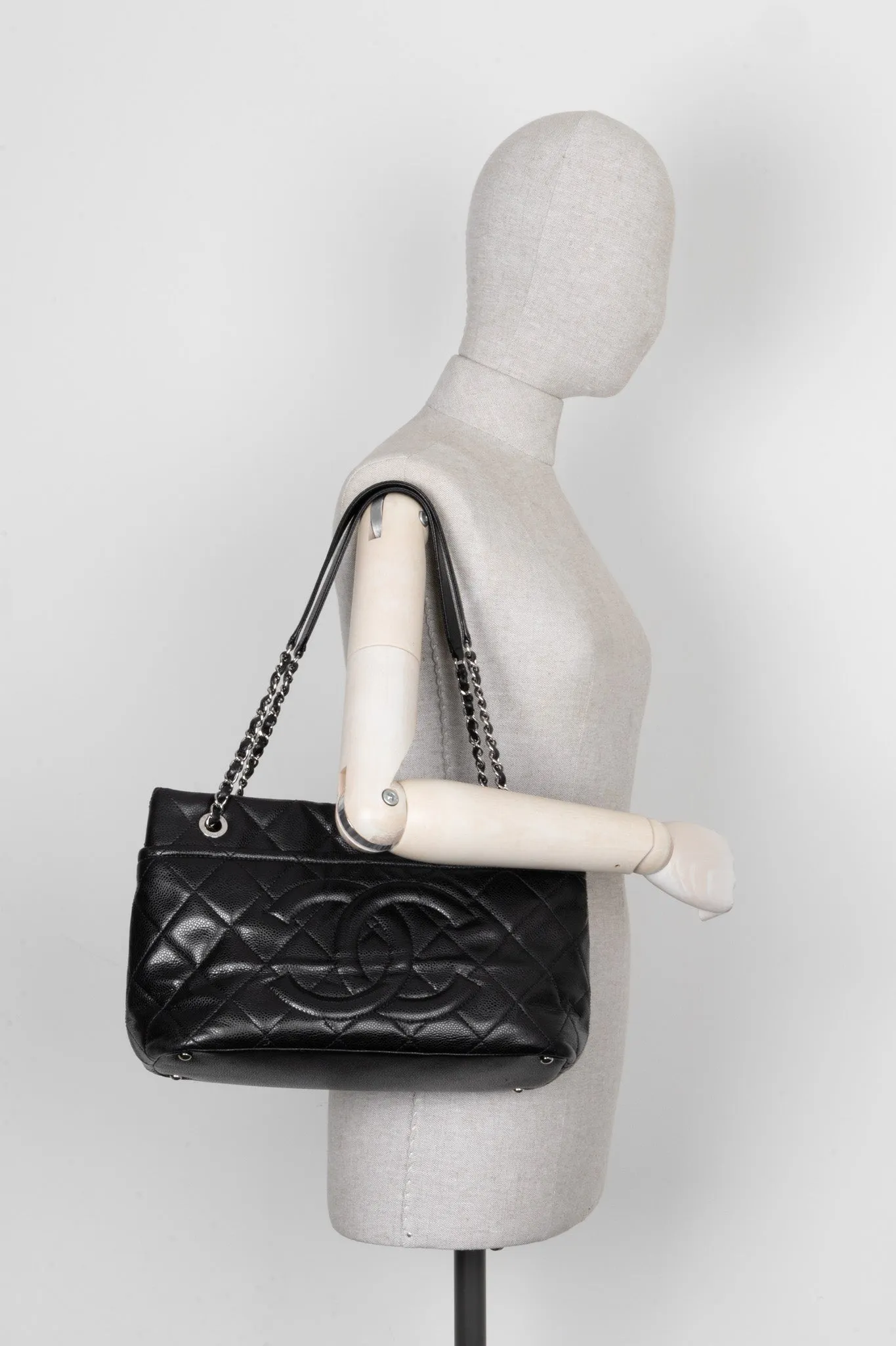 CHANEL Timeless Shopping Tote Bag Caviar Black
