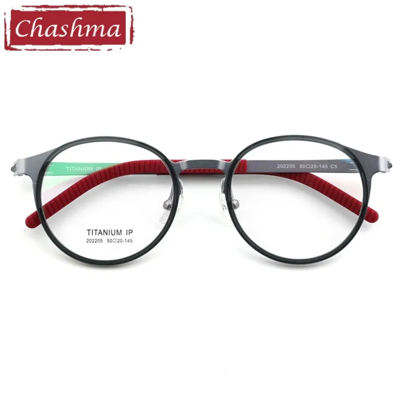 Chashma Ottica Unisex Full Rim Round Square Titanium Eyeglasses 202205
