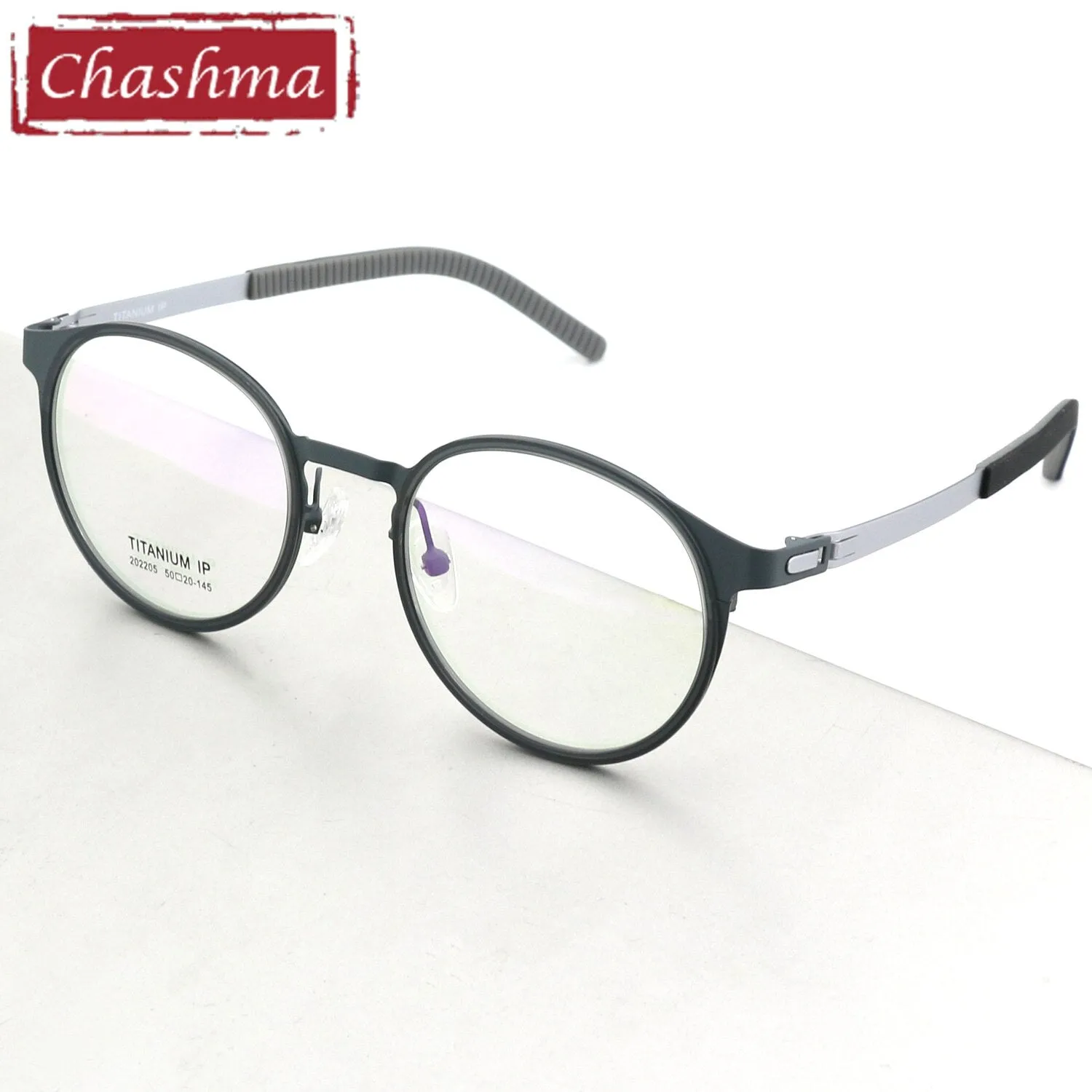 Chashma Ottica Unisex Full Rim Round Square Titanium Eyeglasses 202205