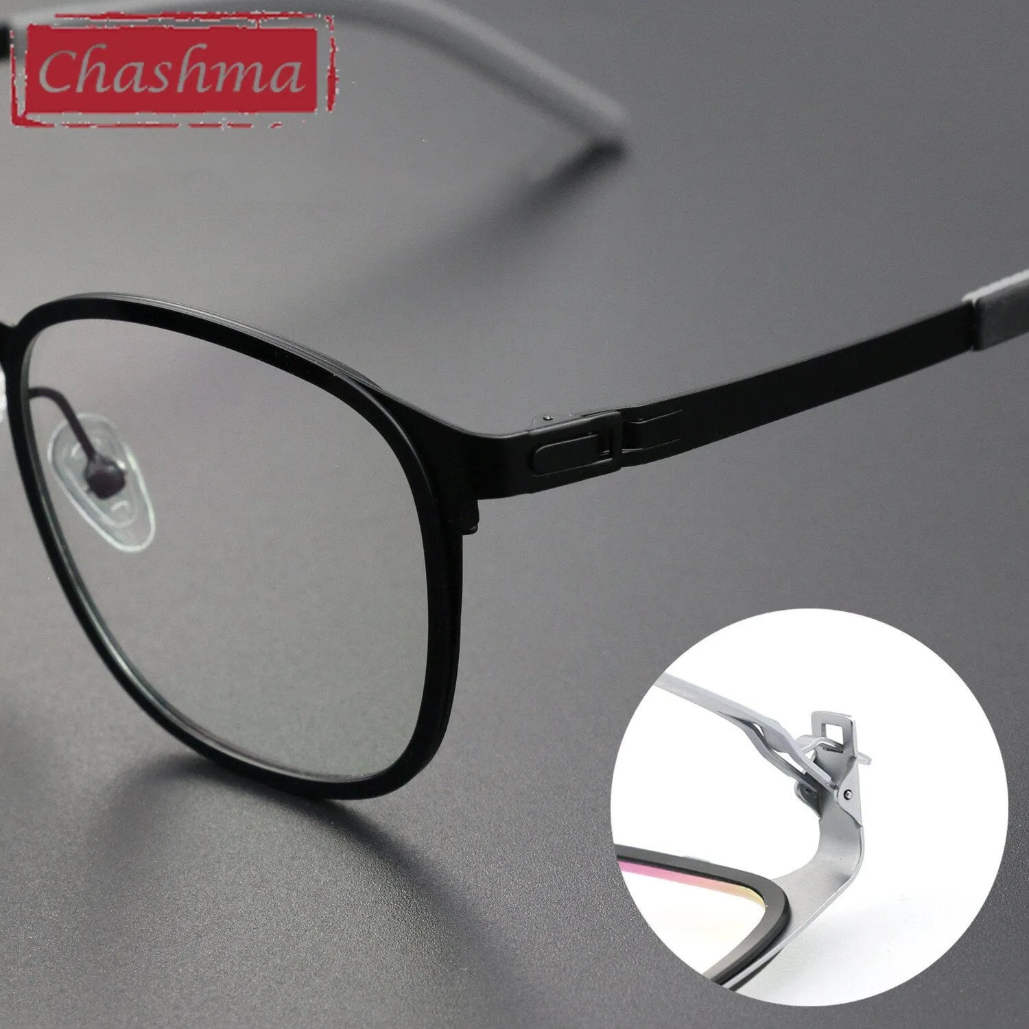 Chashma Ottica Unisex Full Rim Round Square Titanium Eyeglasses 202205