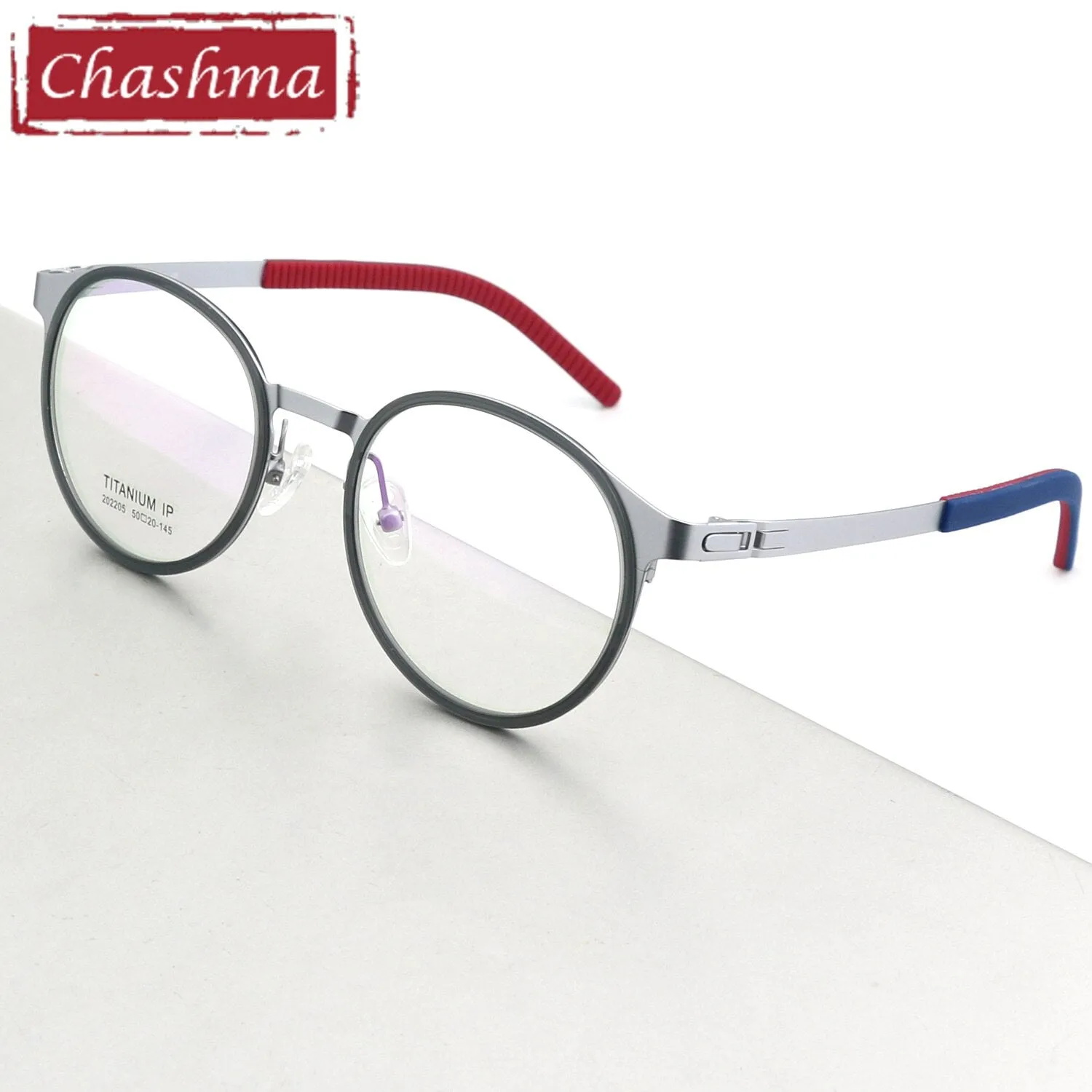 Chashma Ottica Unisex Full Rim Round Square Titanium Eyeglasses 202205