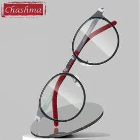 Chashma Ottica Unisex Full Rim Round Square Titanium Eyeglasses 202205