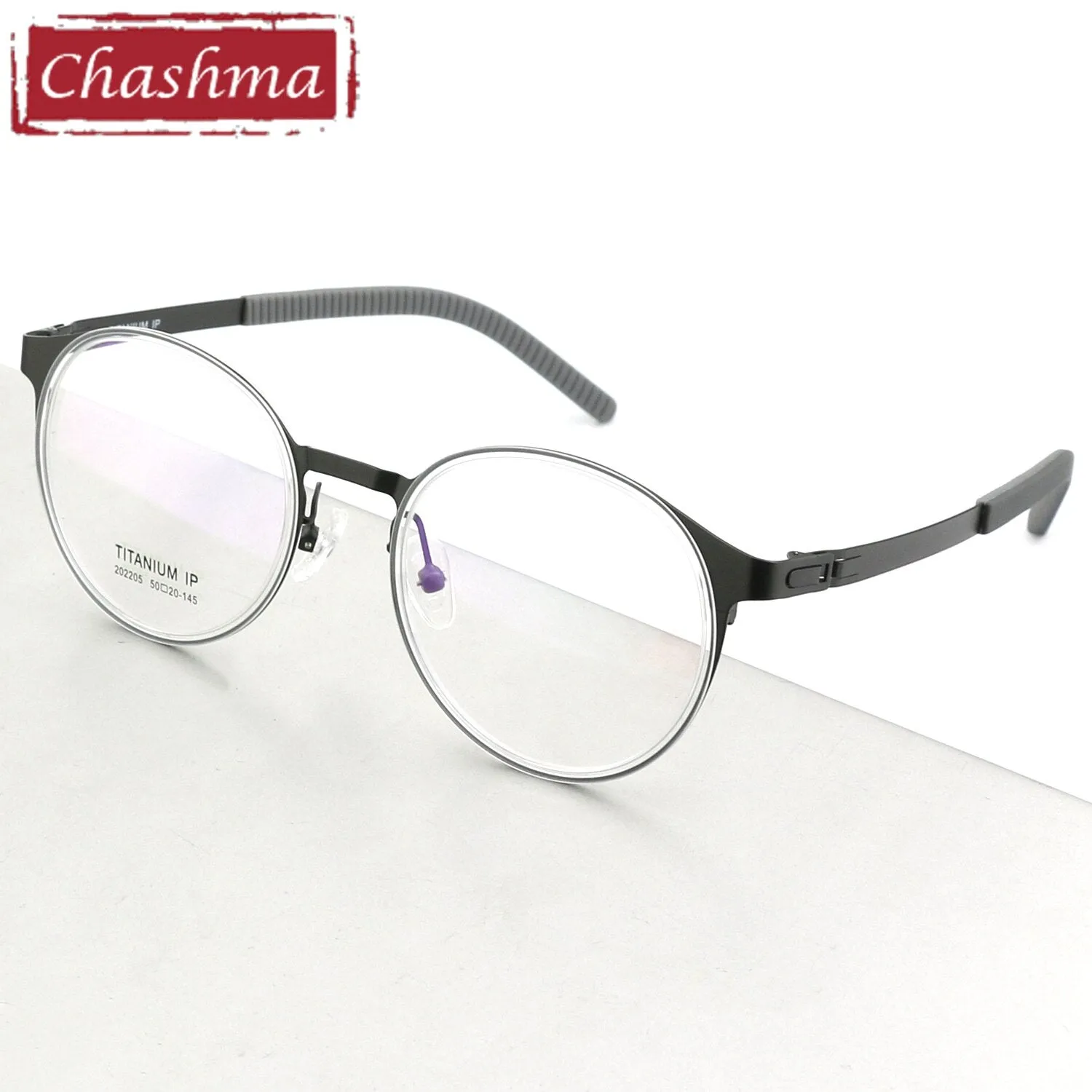 Chashma Ottica Unisex Full Rim Round Square Titanium Eyeglasses 202205