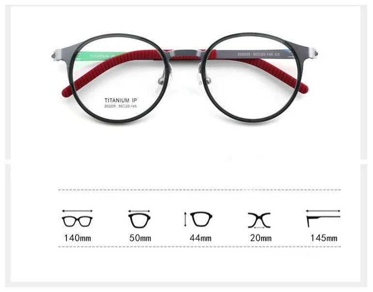 Chashma Ottica Unisex Full Rim Round Square Titanium Eyeglasses 202205