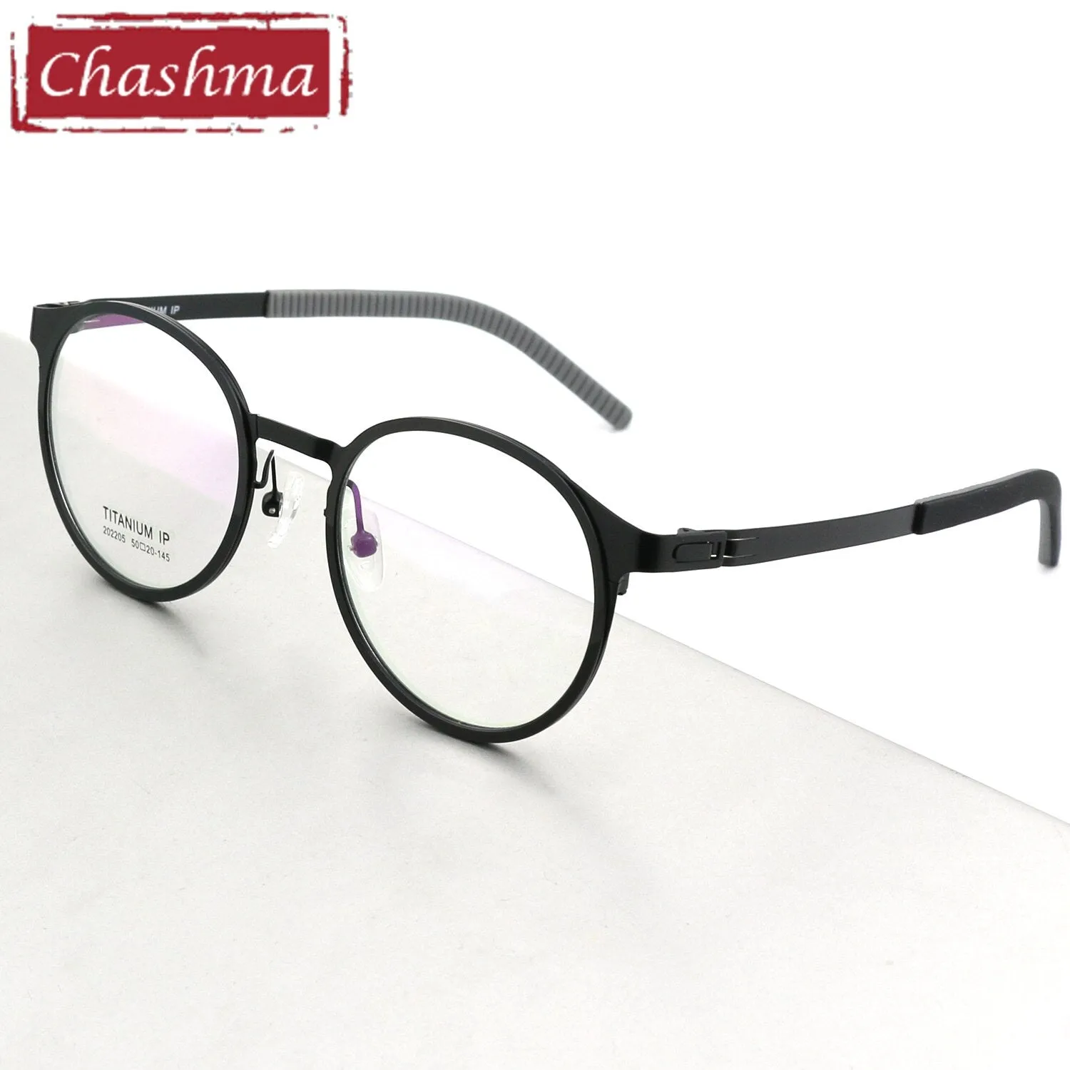Chashma Ottica Unisex Full Rim Round Square Titanium Eyeglasses 202205