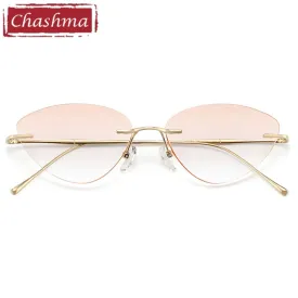 Chashma Ottica Unisex Rimless Triangle Cat Eye Titanium Eyeglasses 632