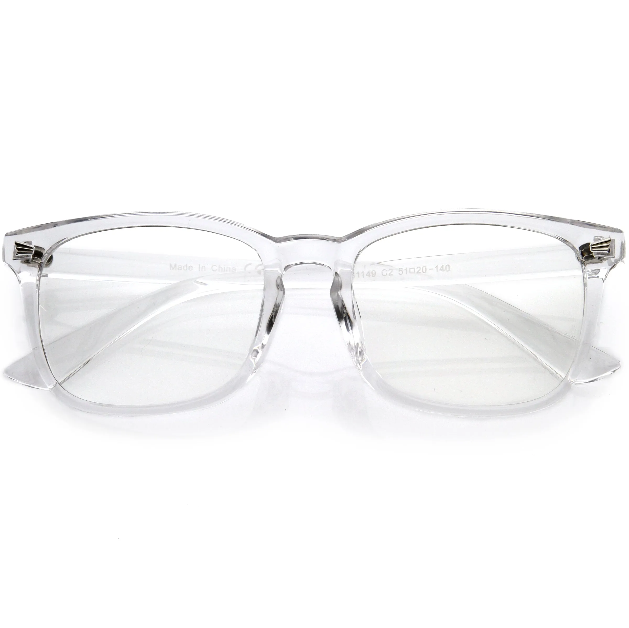 Classy Blue Light Filtering Metal Temple Detail Square Horn Rimmed Glasses D086