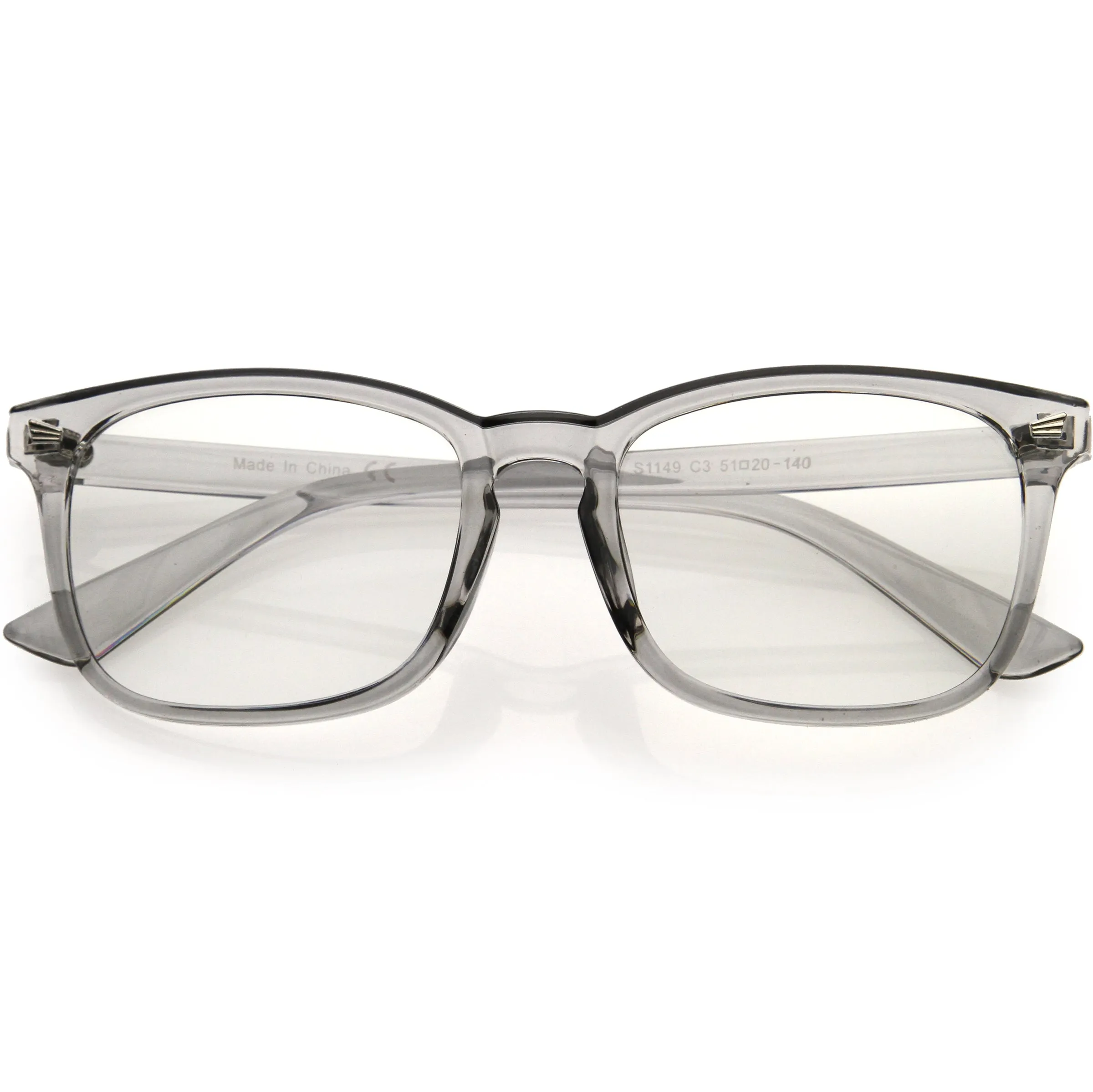 Classy Blue Light Filtering Metal Temple Detail Square Horn Rimmed Glasses D086