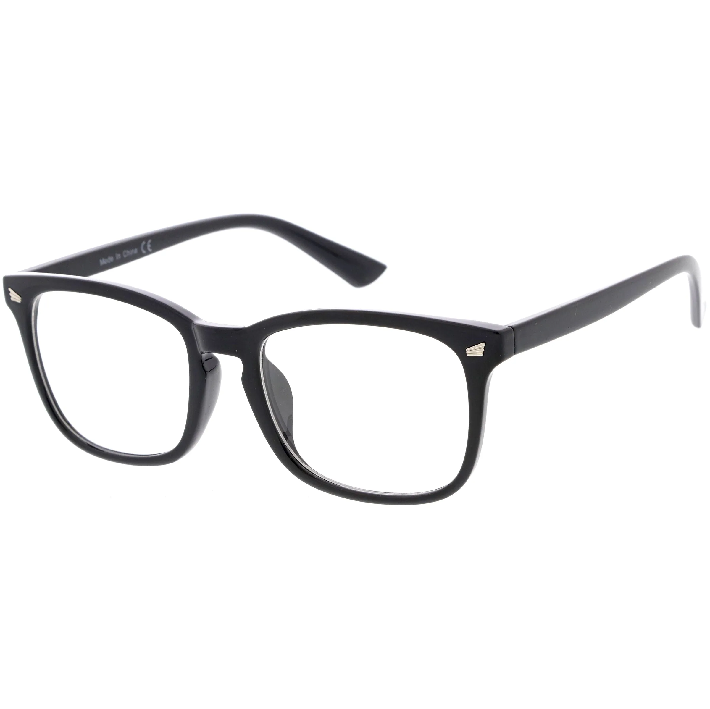 Classy Blue Light Filtering Metal Temple Detail Square Horn Rimmed Glasses D086