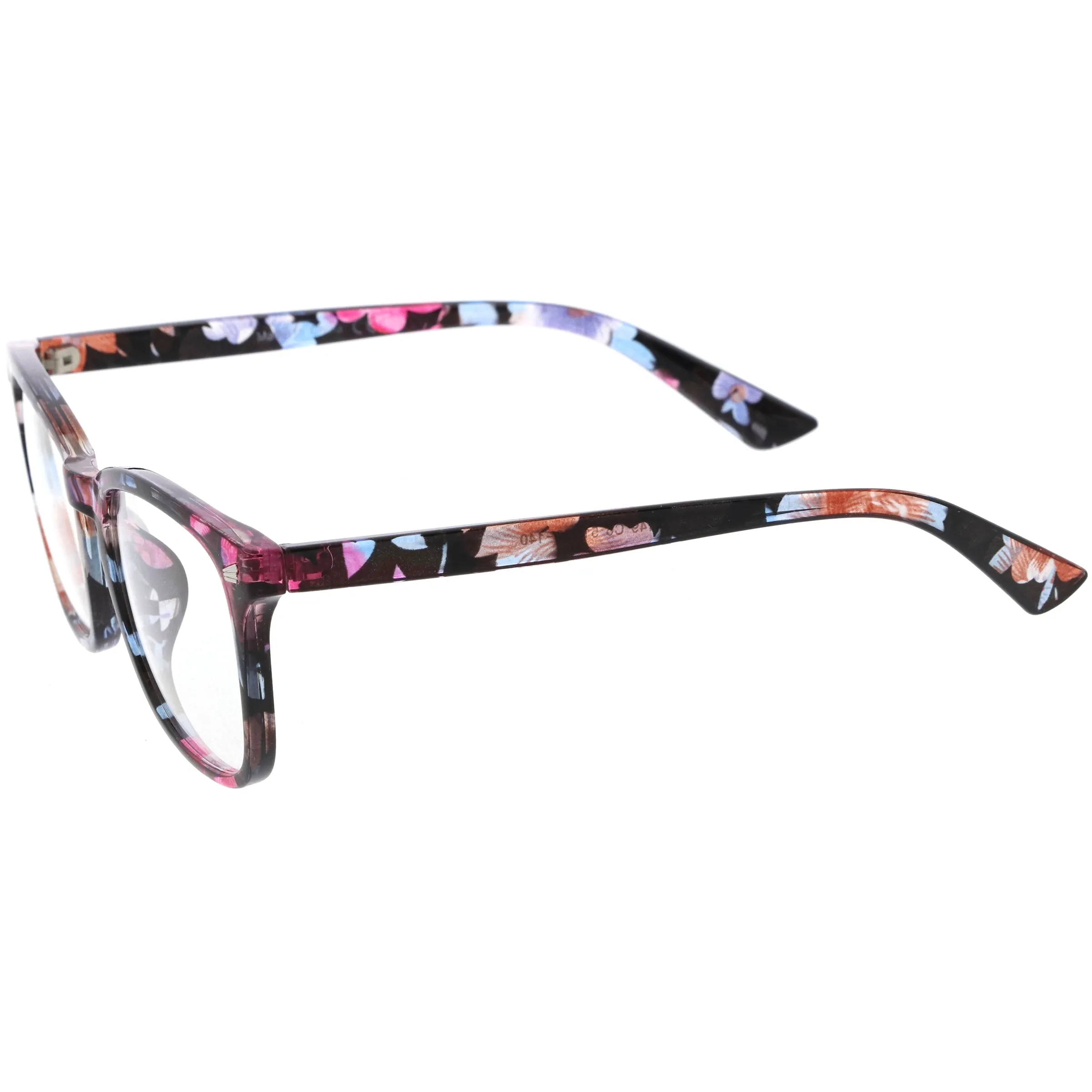Classy Blue Light Filtering Metal Temple Detail Square Horn Rimmed Glasses D086