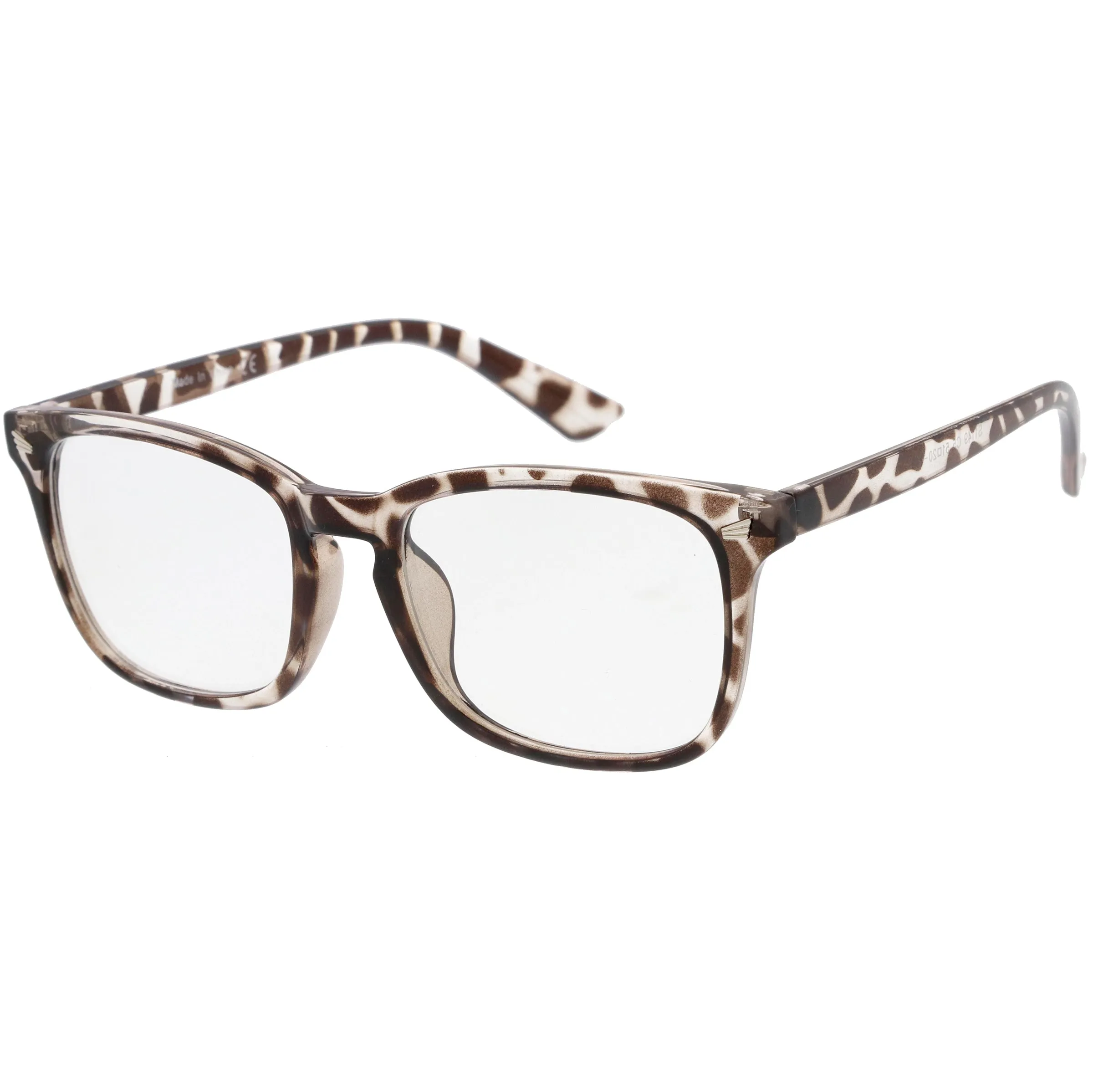 Classy Blue Light Filtering Metal Temple Detail Square Horn Rimmed Glasses D086