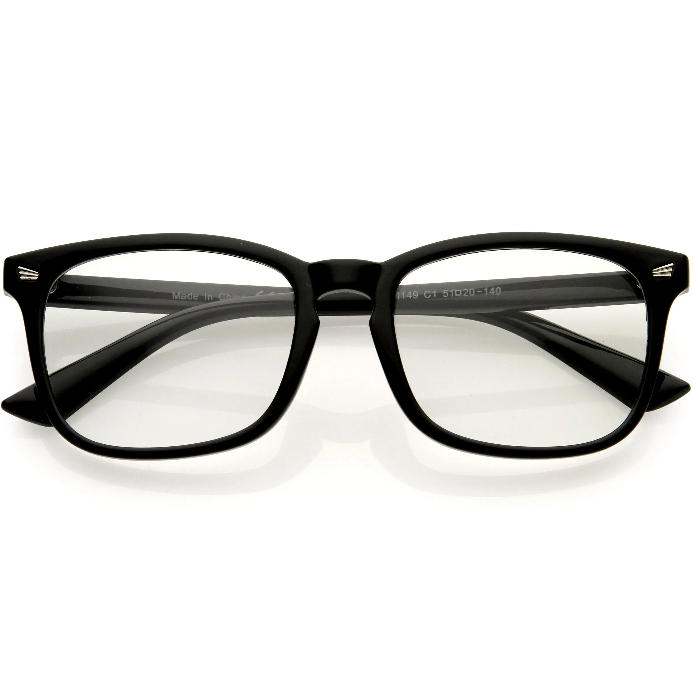 Classy Blue Light Filtering Metal Temple Detail Square Horn Rimmed Glasses D086