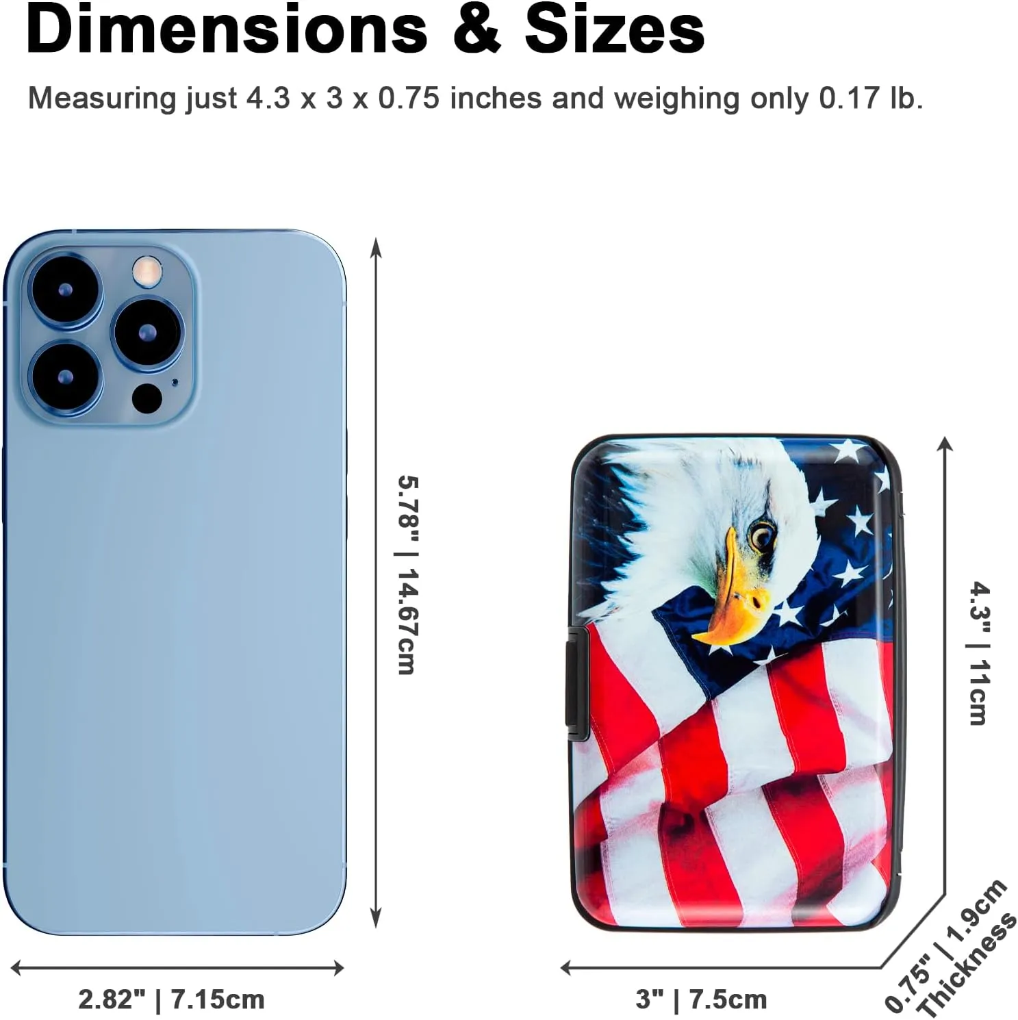 Credit Card Holder, RFID Blocking Small Metal Credit Cards Holder Wallet for Women Men Business Aluminum Protector Sleeves Slim Case (Bald Eagle on American Flag)