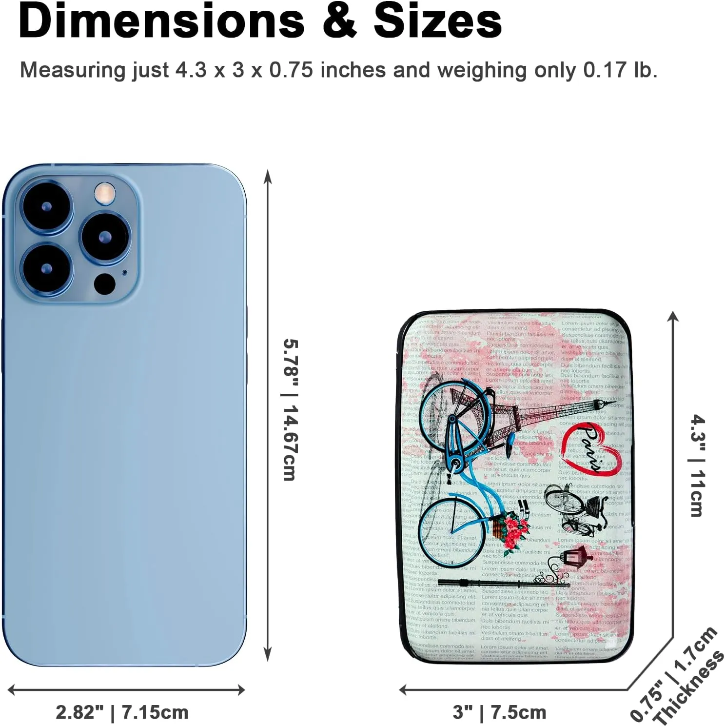 Credit Card Holder, RFID Blocking Small Metal Credit Cards Holder Wallet for Women Men Business Aluminum Protector Sleeves Slim Case (Eiffel Tower Bike)