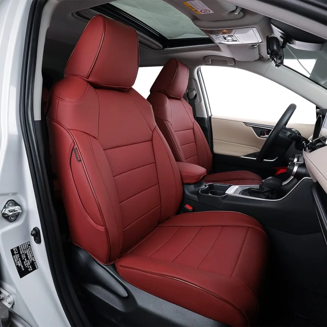EKR Corolla Car Seat Covers Full Set for Toyota Corolla 2020 2021 2022 Hybird LE &2023 2024 2025 Hybrid XLE,Leather Seat Covers for Cars,Heated Seat Covers for Cars,Car Seat Protector(Burgundy)