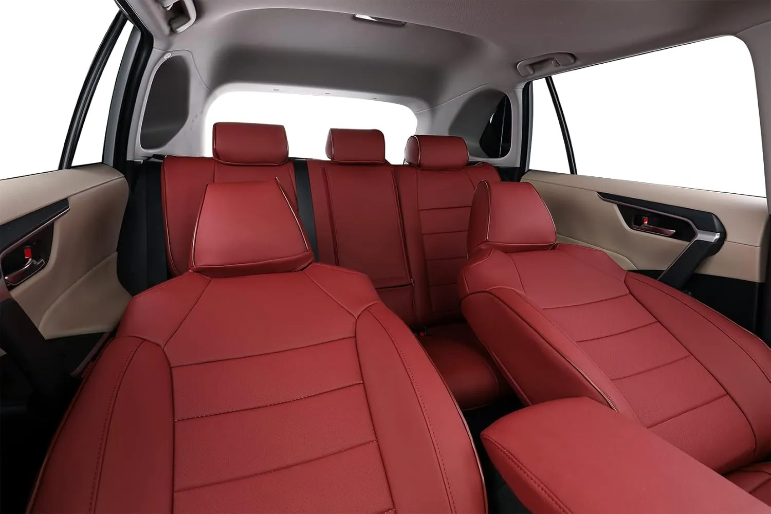 EKR Corolla Car Seat Covers Full Set for Toyota Corolla 2020 2021 2022 Hybird LE &2023 2024 2025 Hybrid XLE,Leather Seat Covers for Cars,Heated Seat Covers for Cars,Car Seat Protector(Burgundy)