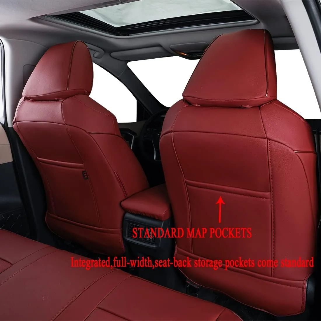 EKR Corolla Car Seat Covers Full Set for Toyota Corolla 2020 2021 2022 Hybird LE &2023 2024 2025 Hybrid XLE,Leather Seat Covers for Cars,Heated Seat Covers for Cars,Car Seat Protector(Burgundy)