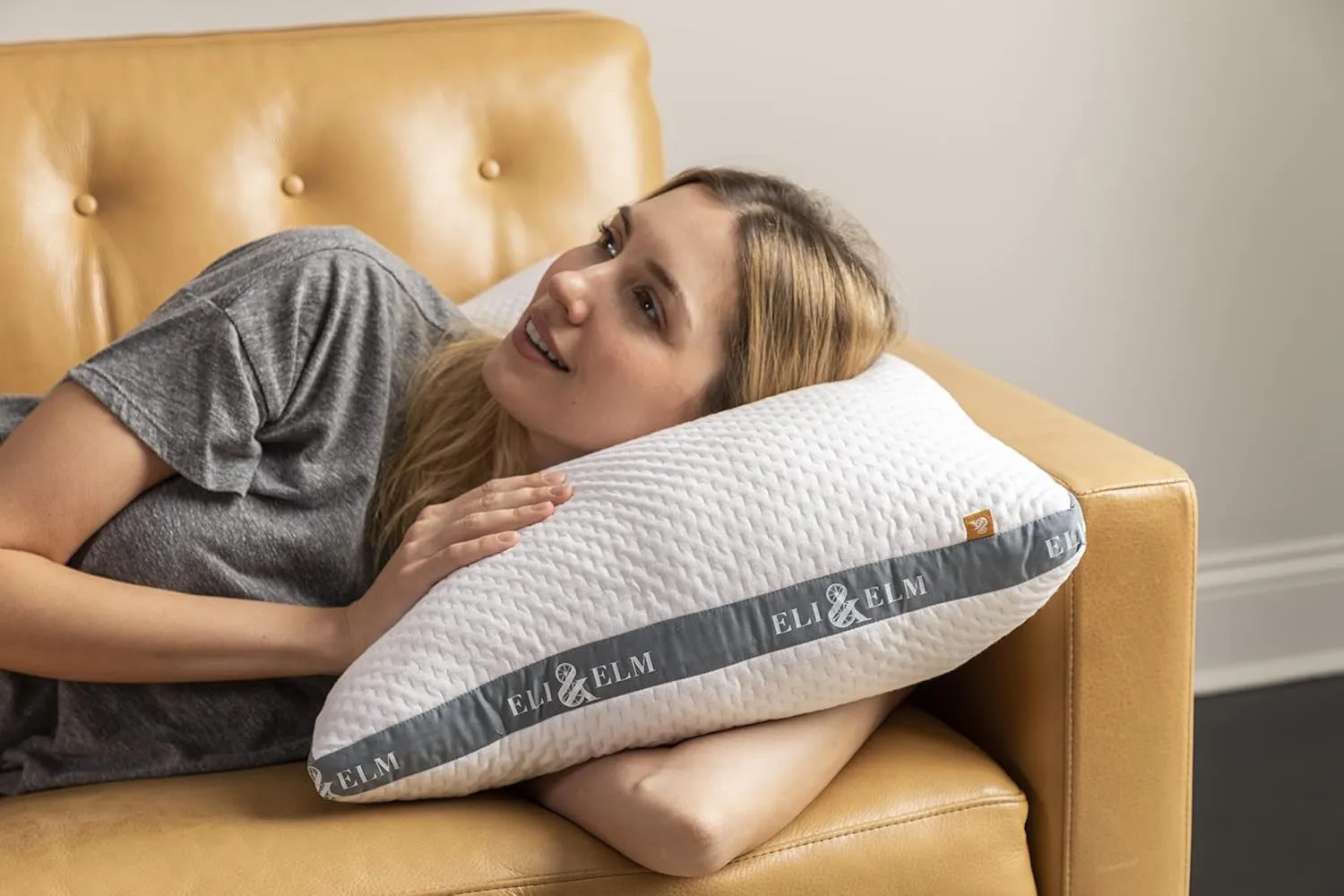 Eli & Elm | Best Ergonomic Side Sleeper Pillow for Neck Pain. Supportive Cooling Latex Fill with Luxury Breathable Cover. U-Shape Contoured Design. Queen Size Bed Pillow. (Pillow & Pillow Case)