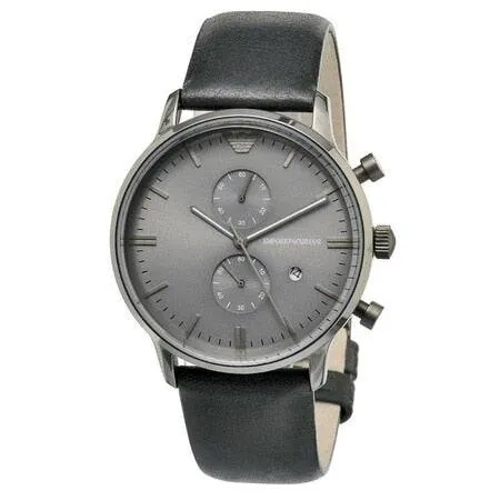 Emporio Armani Men's Black Leather Sophisticated Watch AR0388