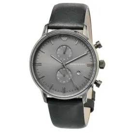 Emporio Armani Men's Black Leather Sophisticated Watch AR0388