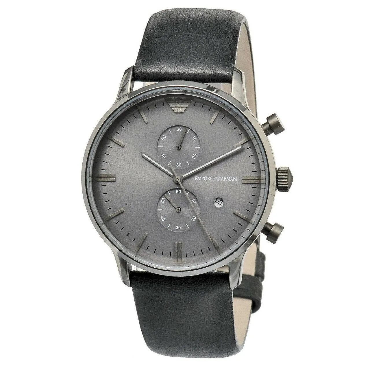 Emporio Armani Men's Black Leather Sophisticated Watch AR0388