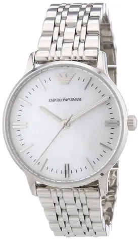 Emporio Armani Women's Elegant Silver Watch with Pearl Dial AR1602