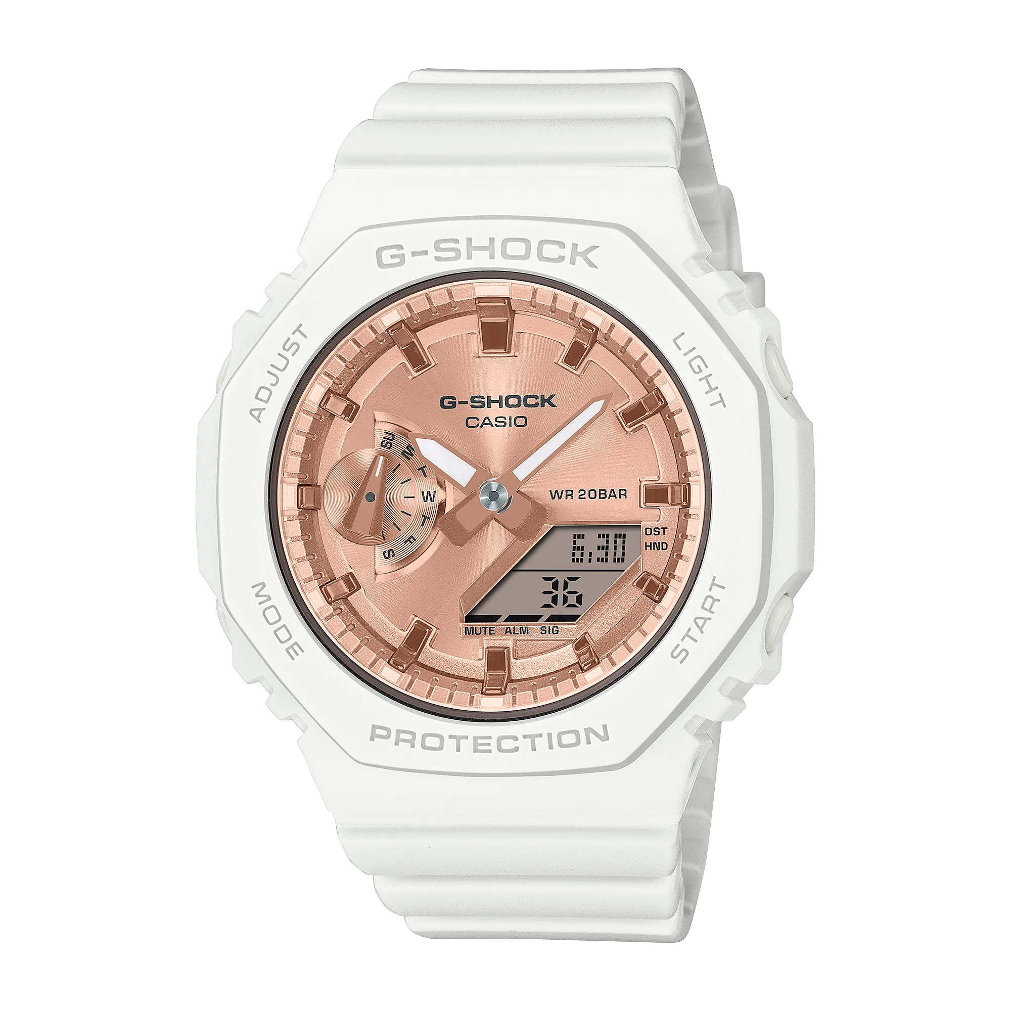 G-Shock Digital Analog Mid DUO White Resin Band Watch GMAS2100MD-7A