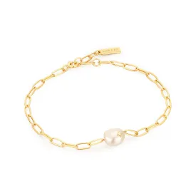 Gold Pearl Sparkle Chunky Chain Bracelet