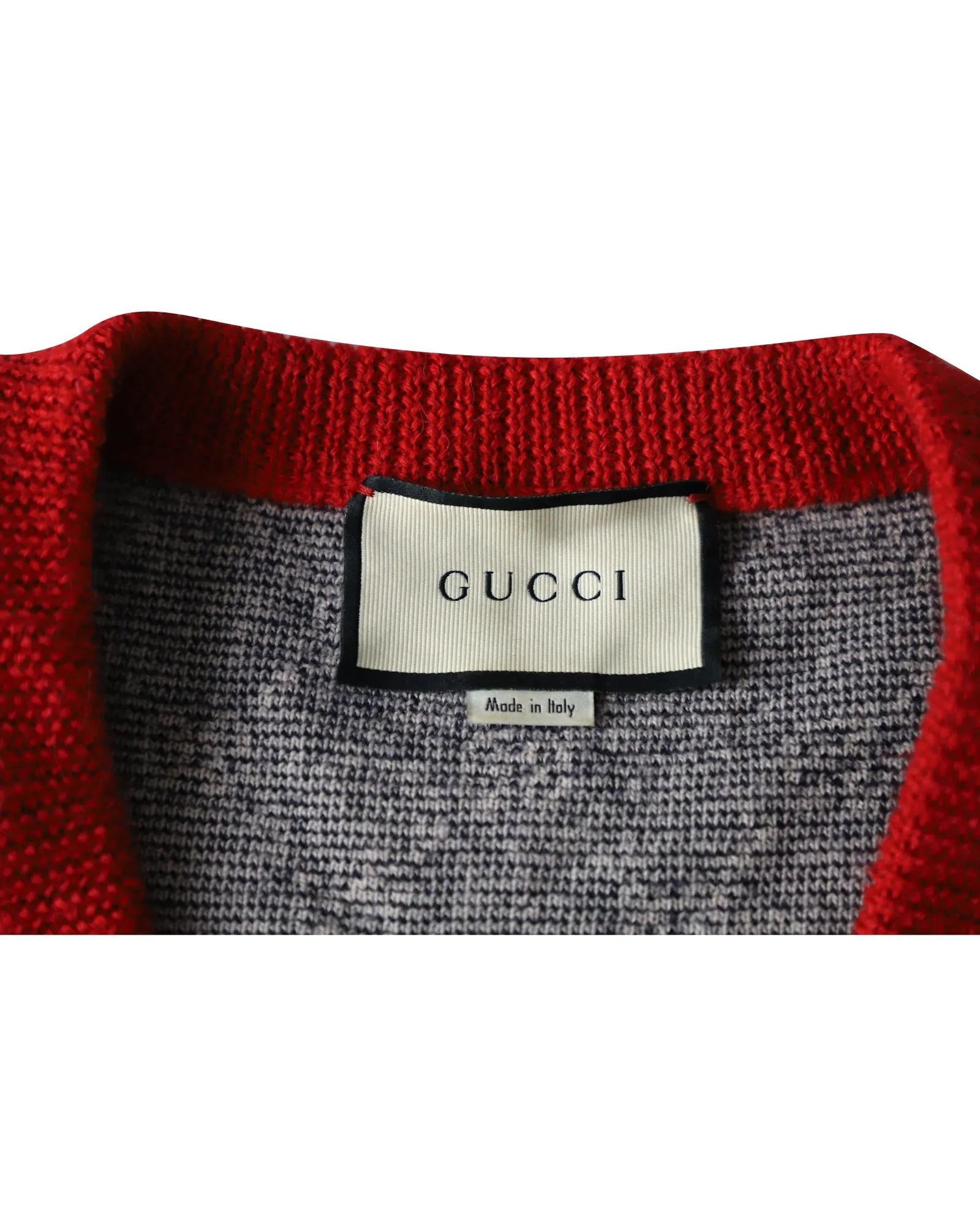 Gucci Bicolor Logo Patterned Knit Sweater Dress in Blue Wool