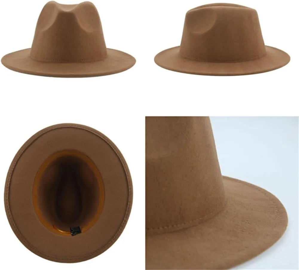 Hats for Women Luxury Fedora Hat Women Panama Solid Wide Brim Winter Men Hat Black White Formal Wedding Hat