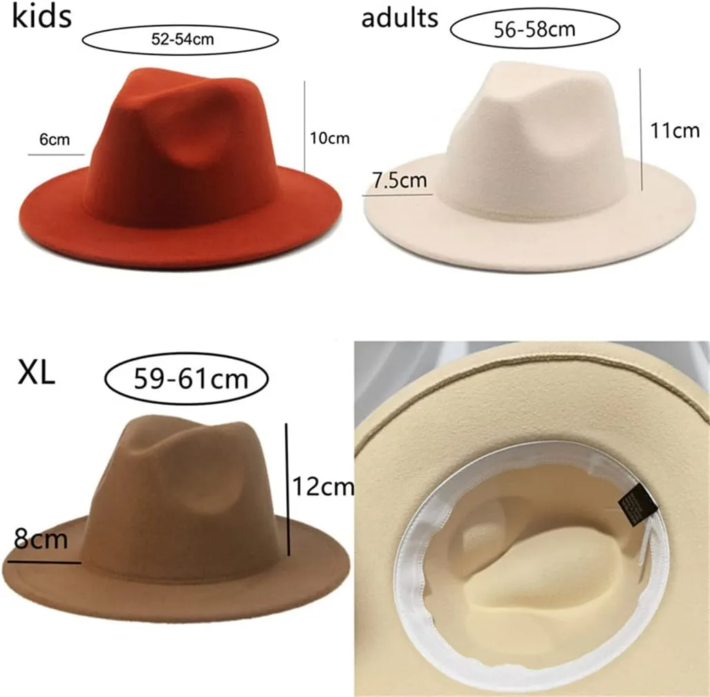 Hats for Women Luxury Fedora Hat Women Panama Solid Wide Brim Winter Men Hat Black White Formal Wedding Hat