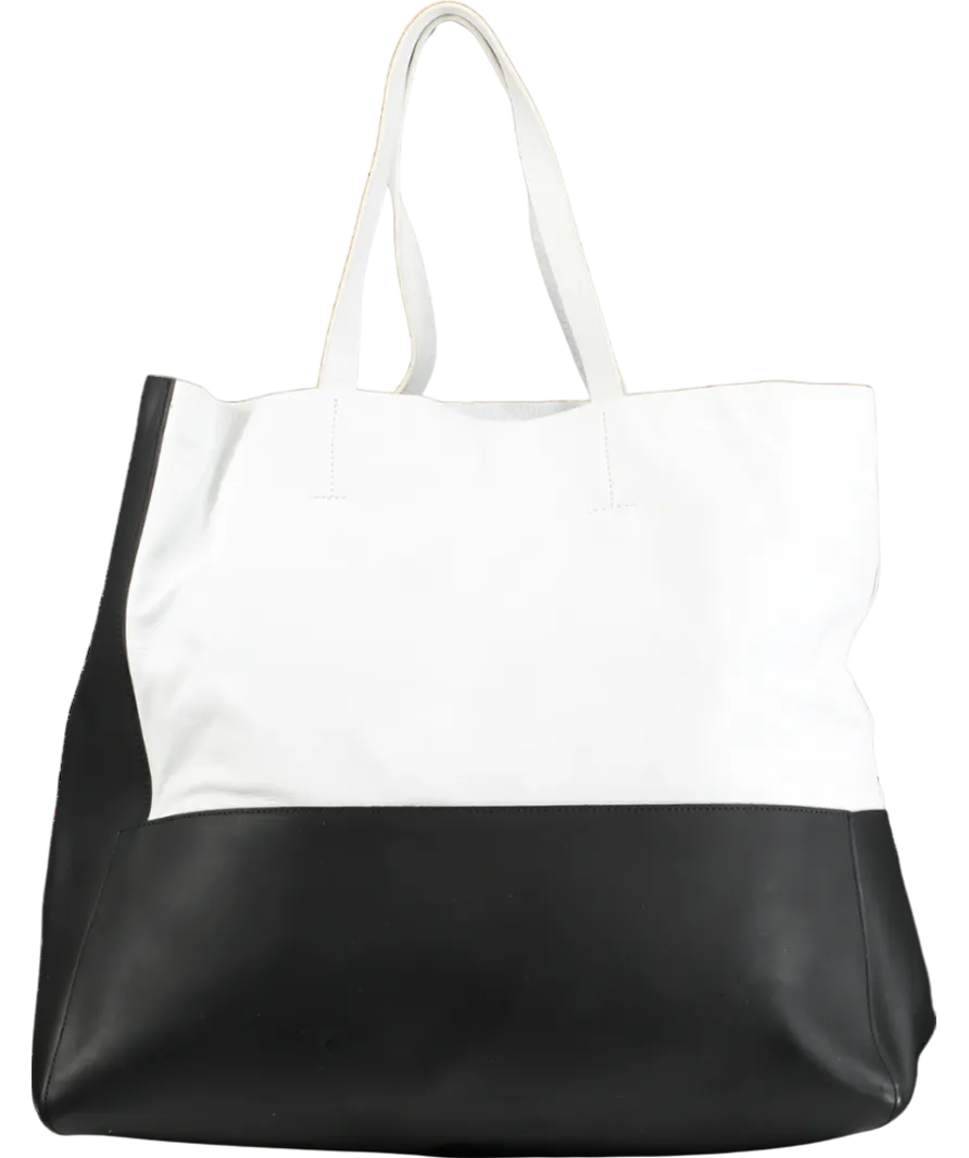 Joseph White / Black Large Leather tote Bag