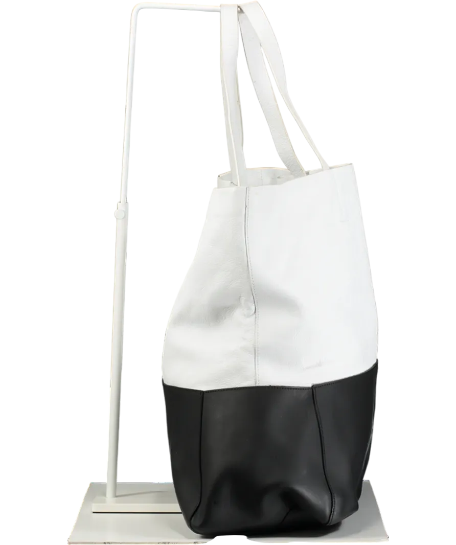 Joseph White / Black Large Leather tote Bag