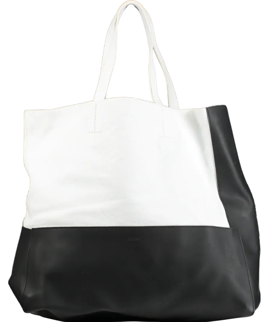 Joseph White / Black Large Leather tote Bag